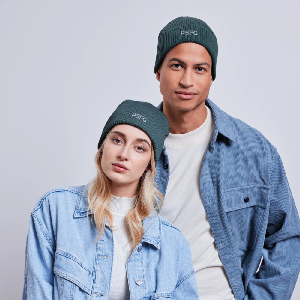 Bonnet bio FISHERMAN Brodé - bleu pétrole foncé