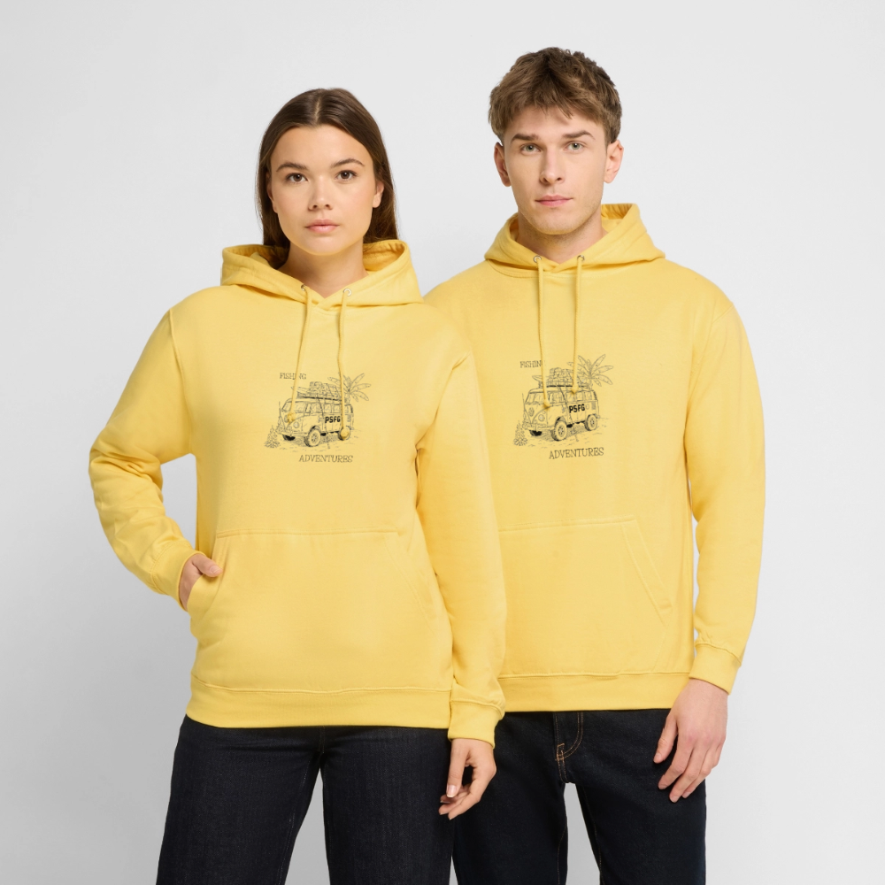 Sweat-shirt à capuche unisexe van adventures - jaune citron