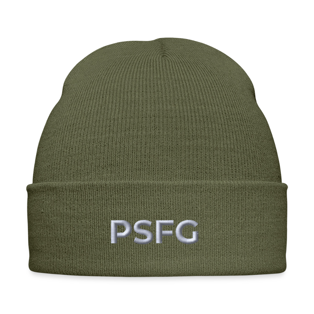 Bonnet d'hiver Brodé logo blanc - vert olive