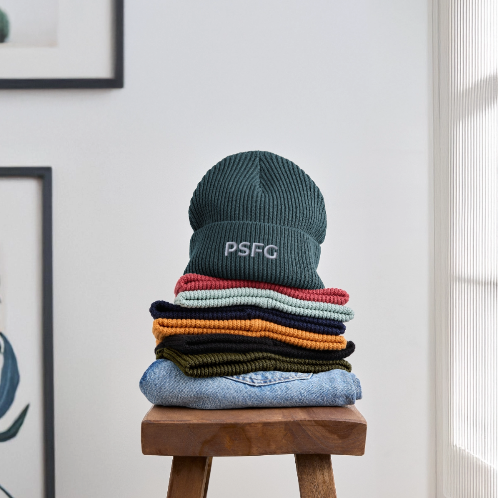 Bonnet bio FISHERMAN Brodé - bleu pétrole foncé