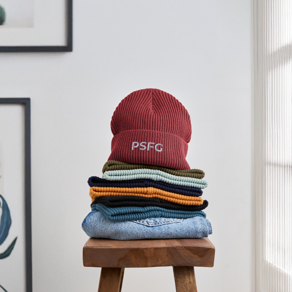 Bonnet bio FISHERMAN Brodé - rouge terre