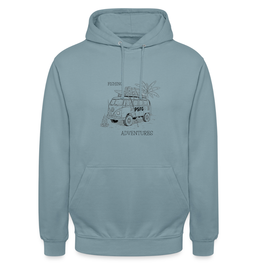 Sweat-shirt à capuche unisexe van adventures - bleu fumée
