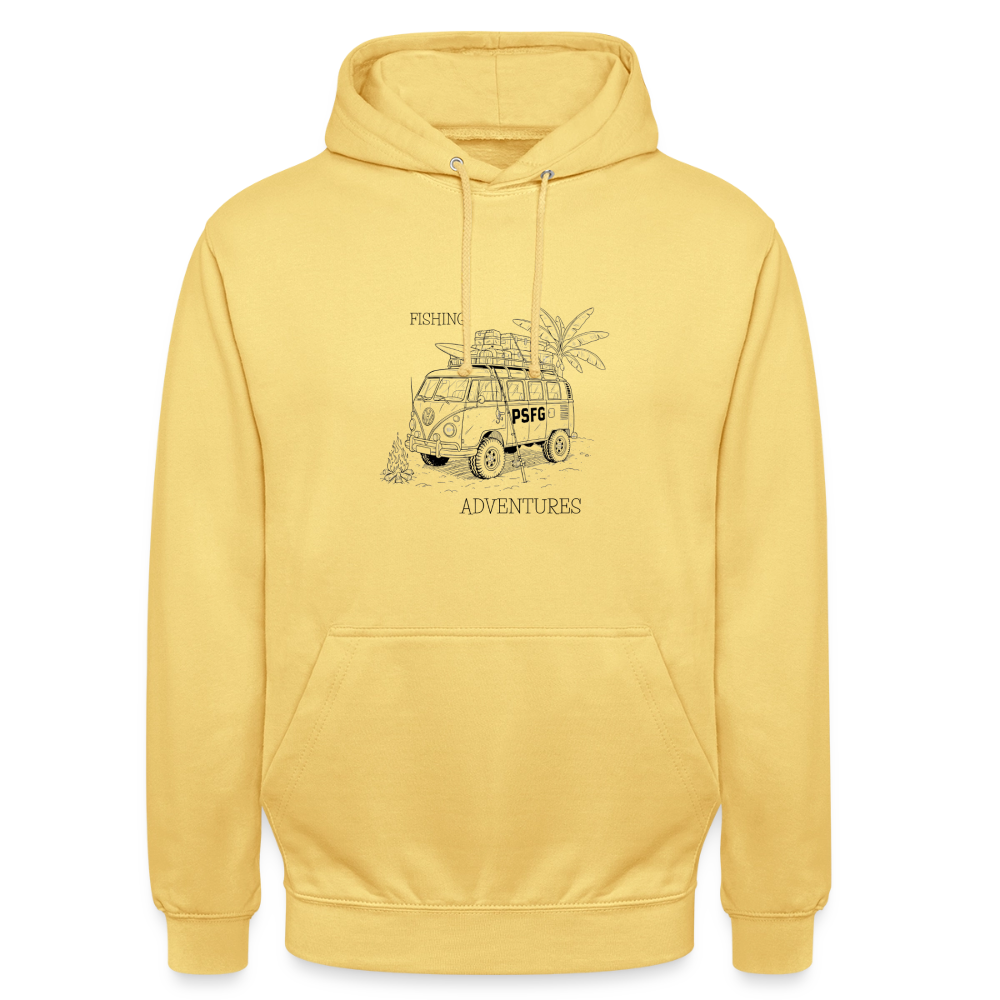 Sweat-shirt à capuche unisexe van adventures - jaune citron