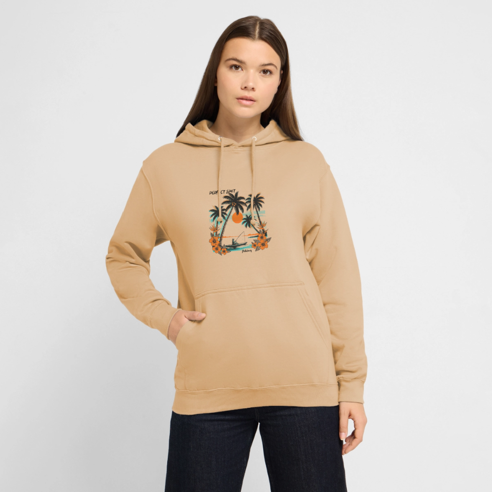 Sweat-shirt à capuche unisexe sunset - pêche